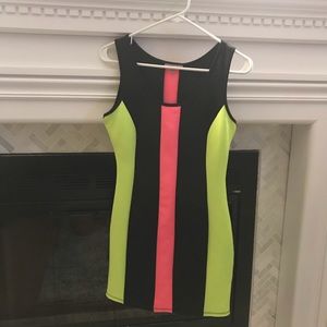 Charlotte Russe Black & Neon Body Con Dress